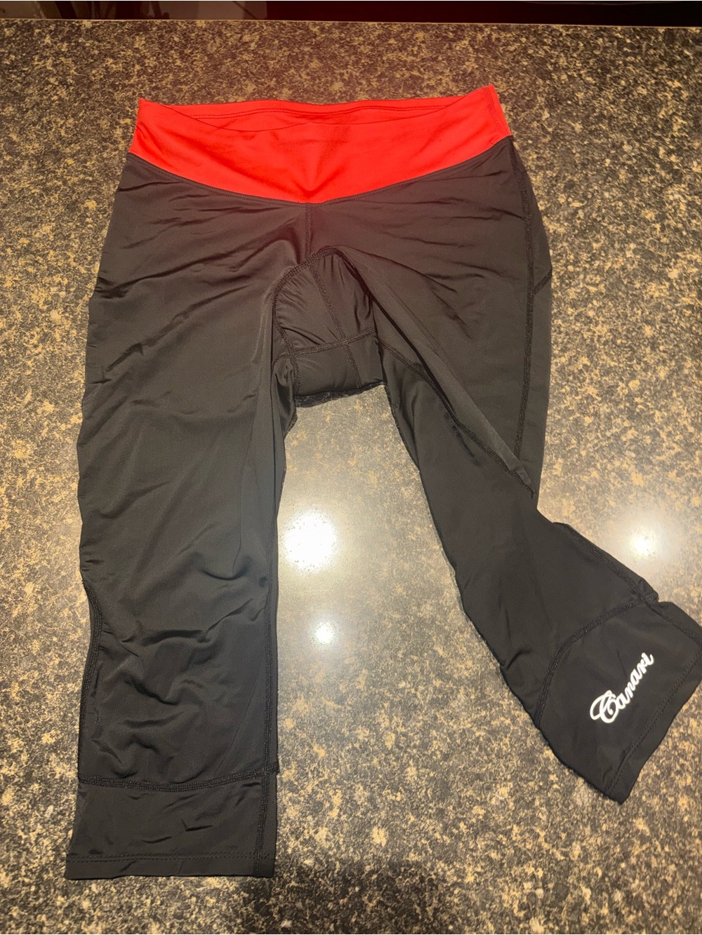 Canari Women's M Gel Padded Cycling Tights Pants Black w/ Neon Orange